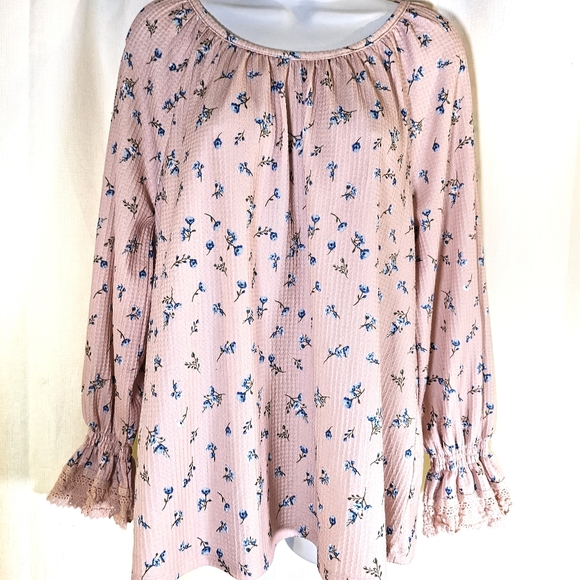 Cato Tops - 3/$20 Cato L Gathered Neck Floral Top